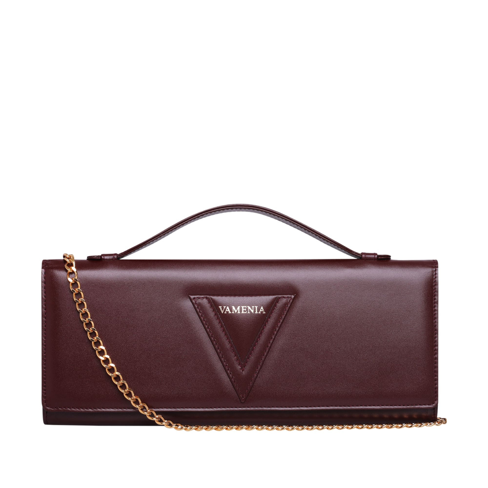 Lange Clutch aus Kalbsleder in bordeaux